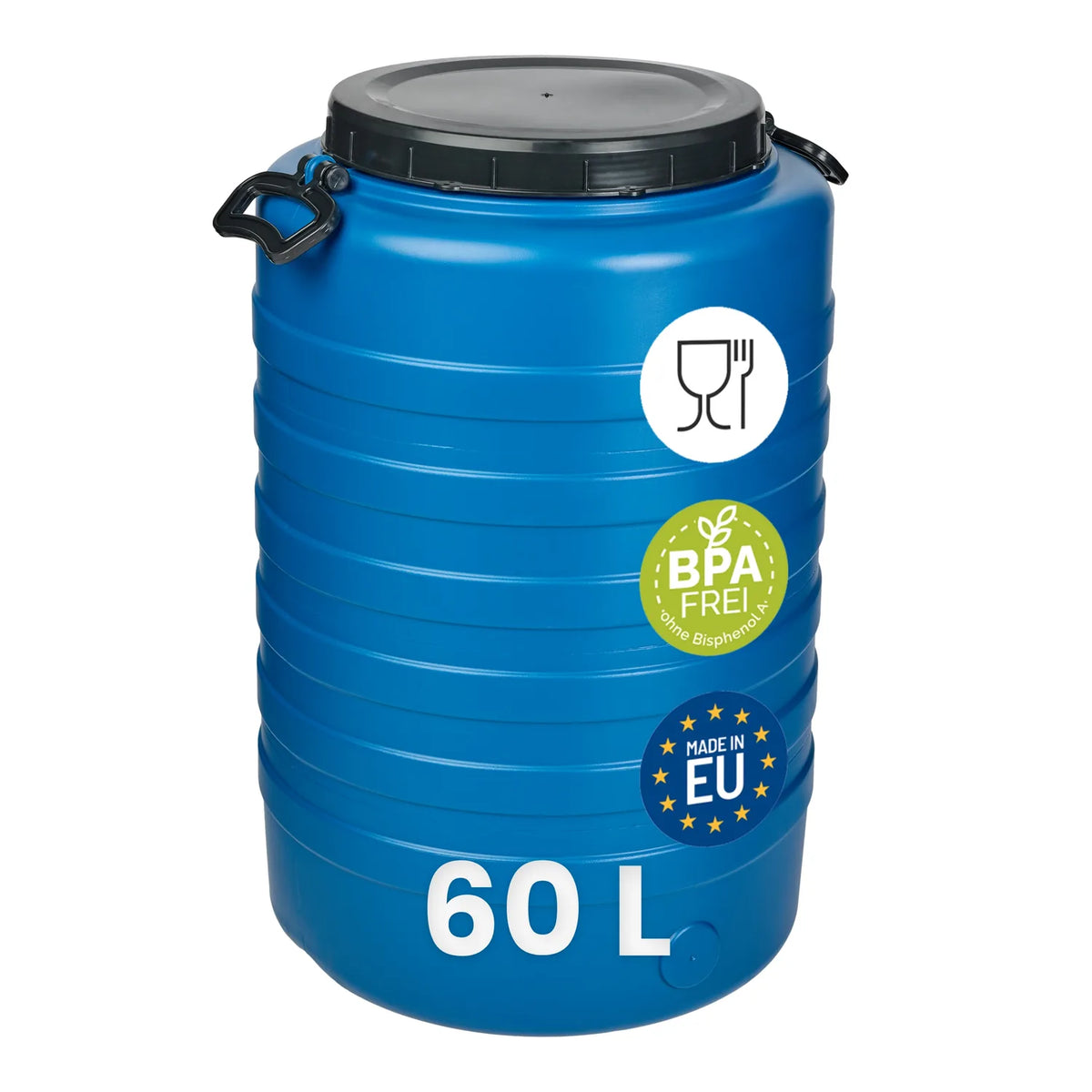 Weithalsfass 60 L HDPE Futtertonne mit Schraubdeckel Blau GD-0186