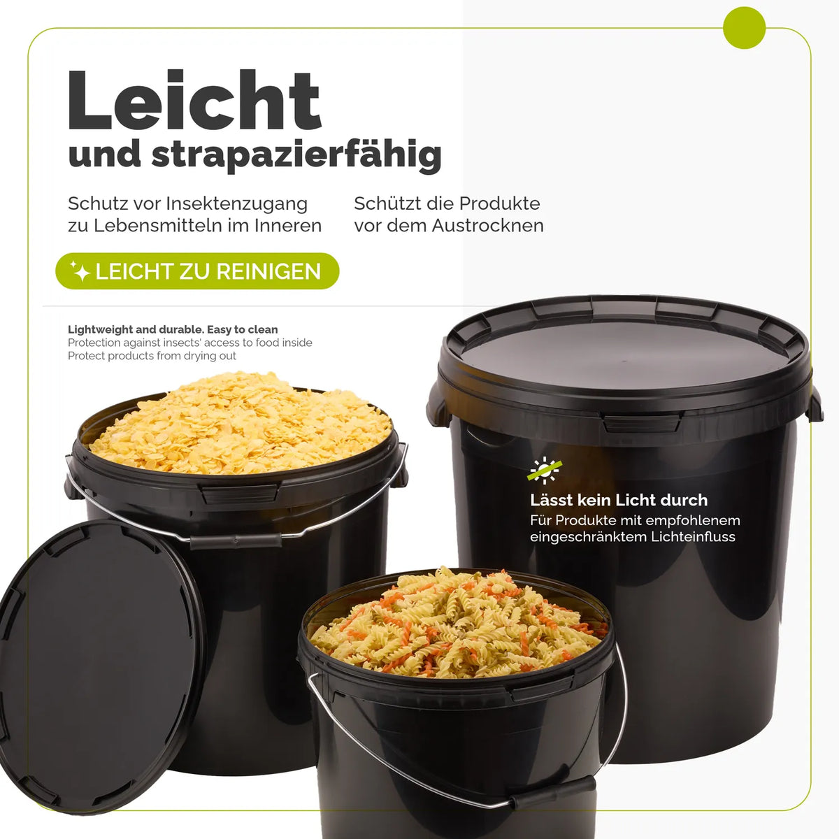 Eimer mit Deckel für Lebensmittel und Chemikalien Schwarz GD-0104