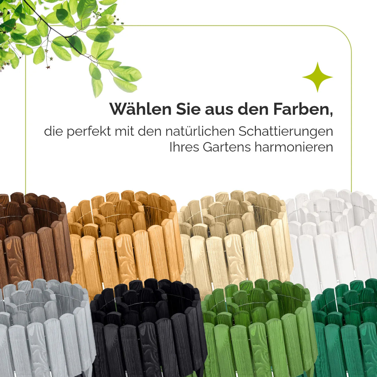 Beeteinfassung Holz Rollzaun Flexibler Rollborder für Garten Länge: 2m GD-0046