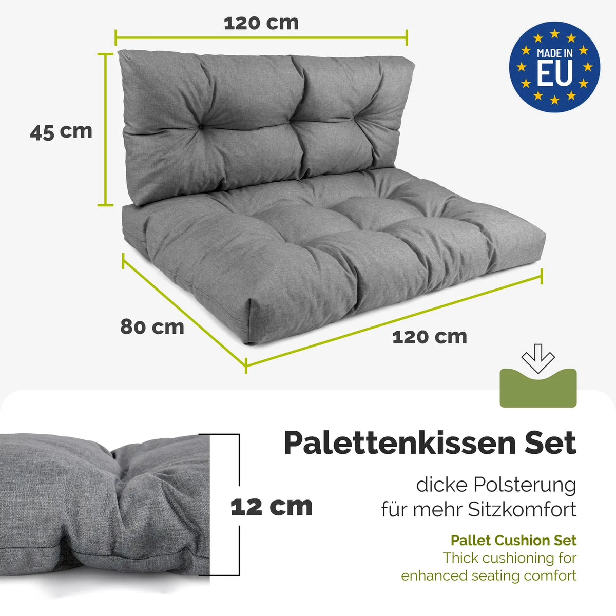 #Farbe_Graphit#Kissenart_Set Sitzkissen + Rückenkissen