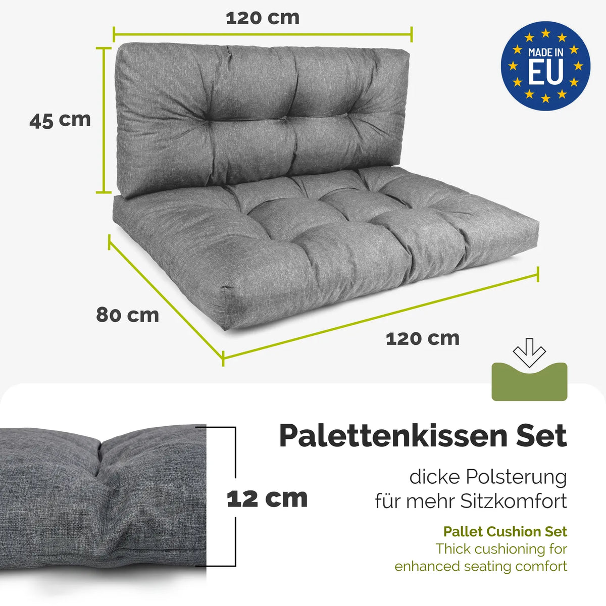 #Farbe_Grau#Kissenart_Set Sitzkissen + Rückenkissen
