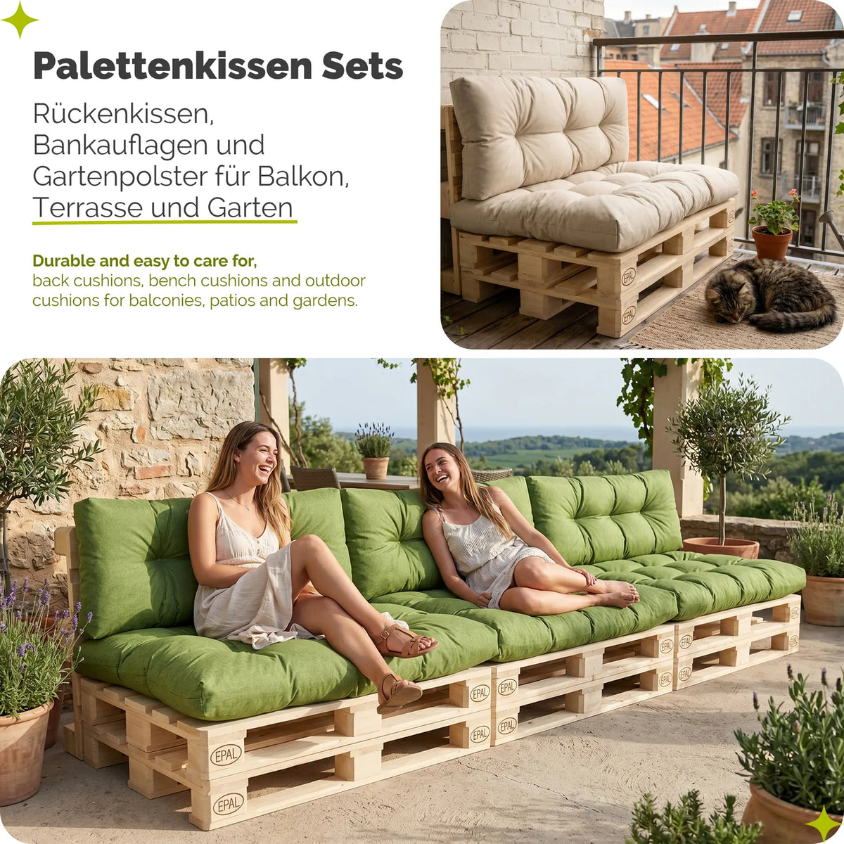 Palettenkissen Sitz- und Rückenkissen wasserabweisend GD-0252