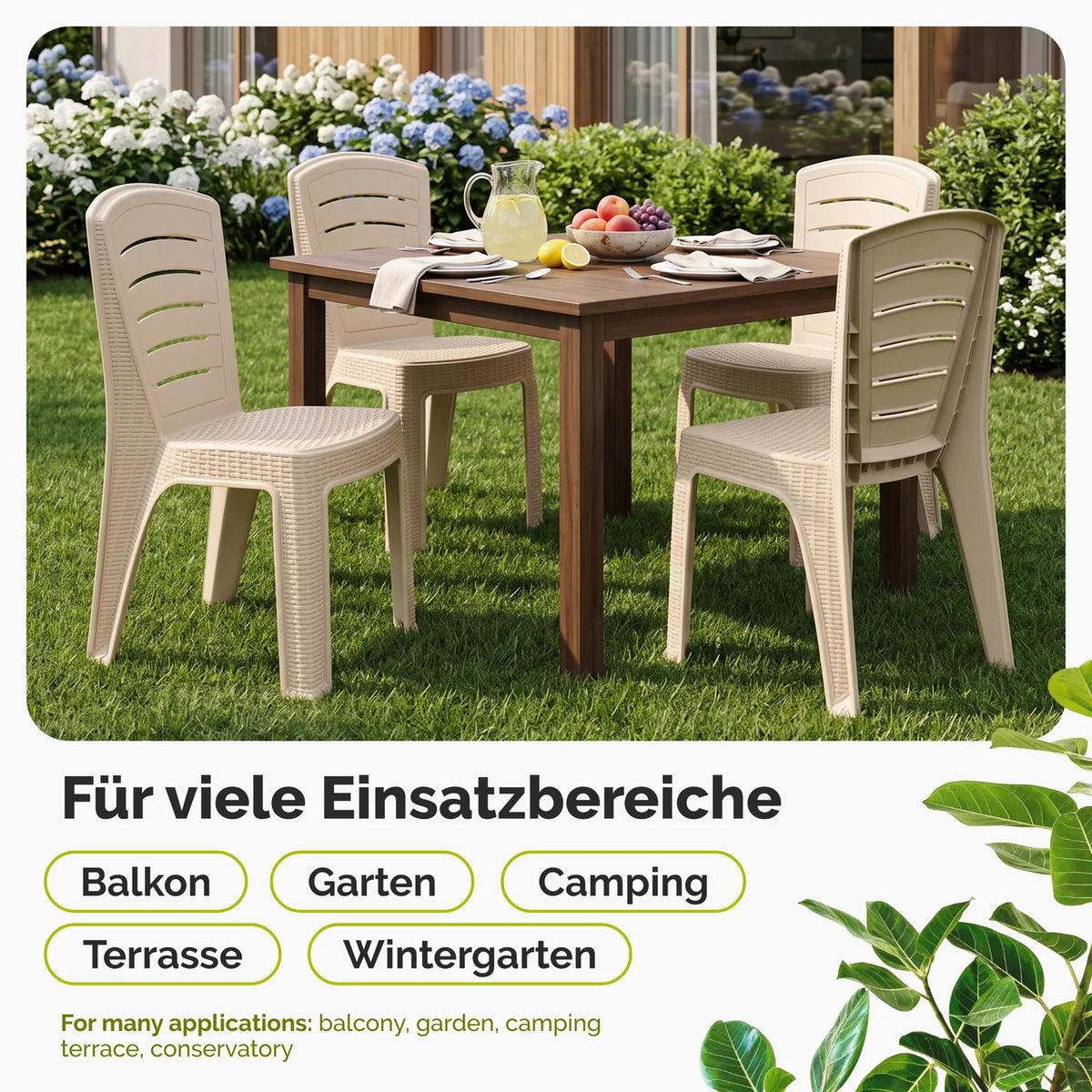 Kunststoff Gartenstühle stapelbar wetterfest Rattan-Optik GD-0270