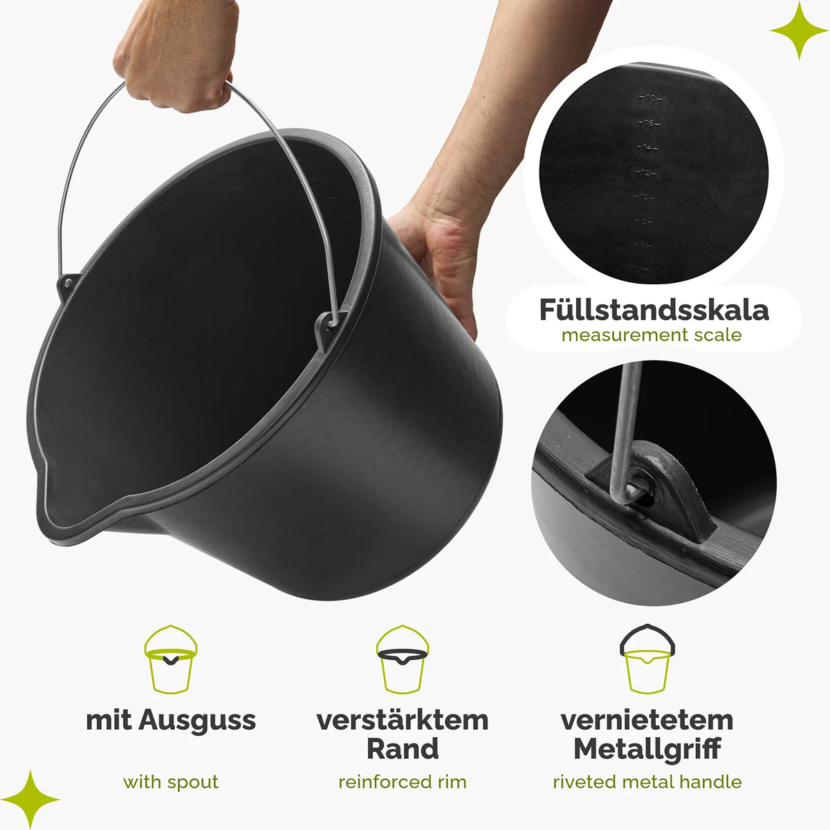 #Farbe_Schwarz#Größe_20 L mit Ausguss