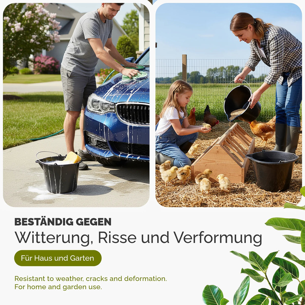 Garronda Mörteleimer aus recyceltem Kunststoff mit Metallhenkel stabiler Putzeimer und Maurerkübel für Baustelle Garten und Haushalt GD-0168