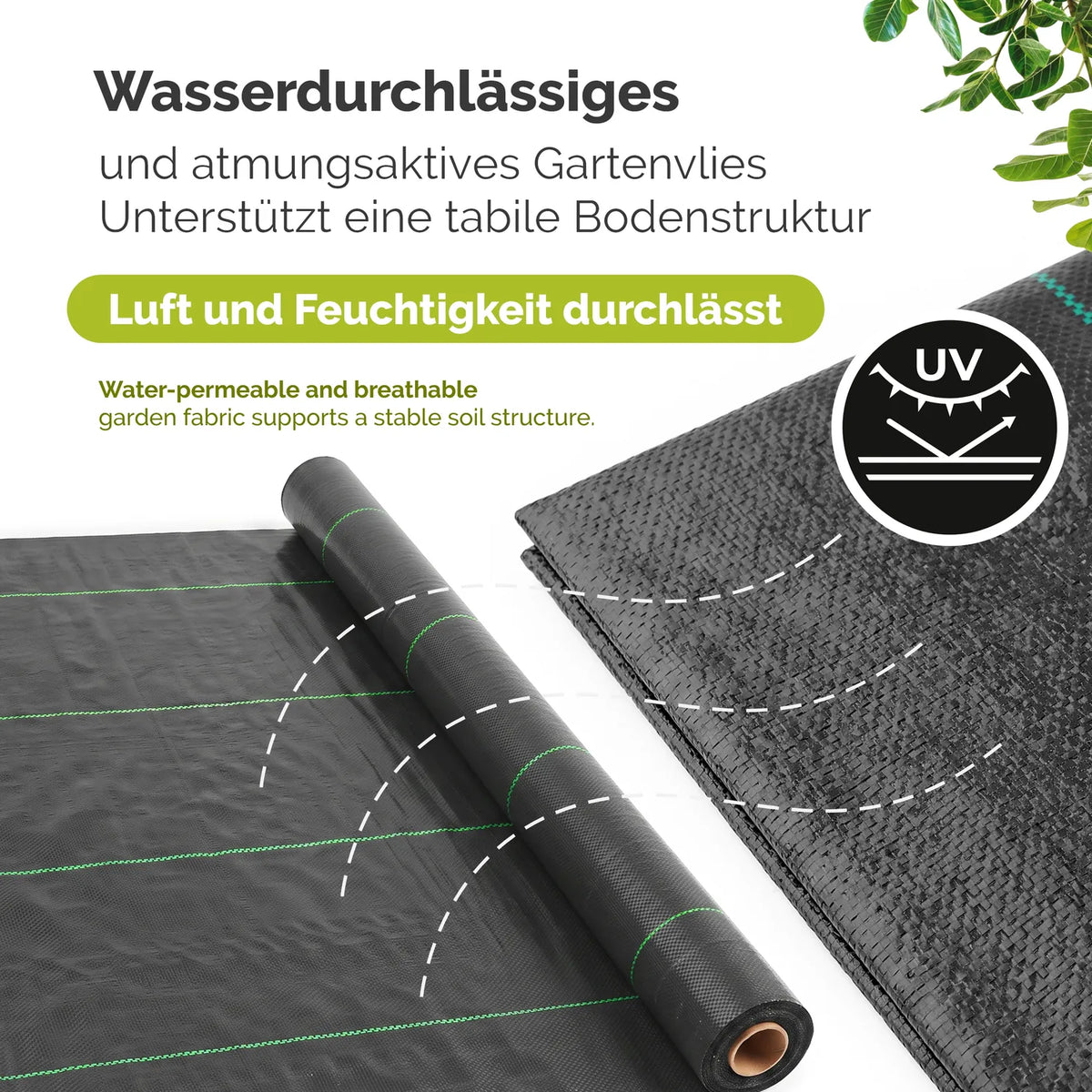Unkrautvlies 100 g/m² wasserdurchlässig aus PP Gewebe Gartenvlies GD-0192