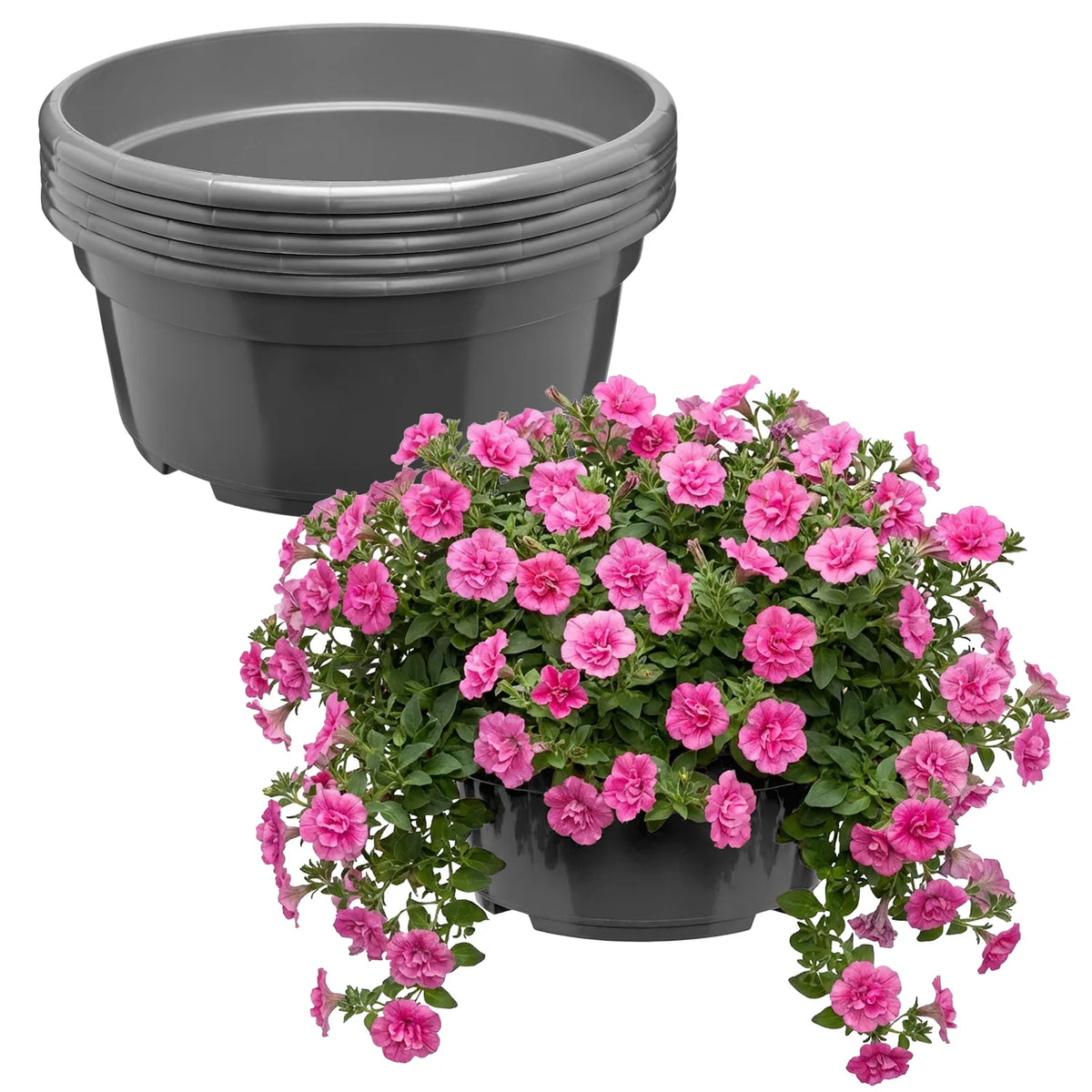 #Größe_Ø25 x 11,5 cm (4,7L)#Set_5 Töpfe#Farbe_Anthrazit