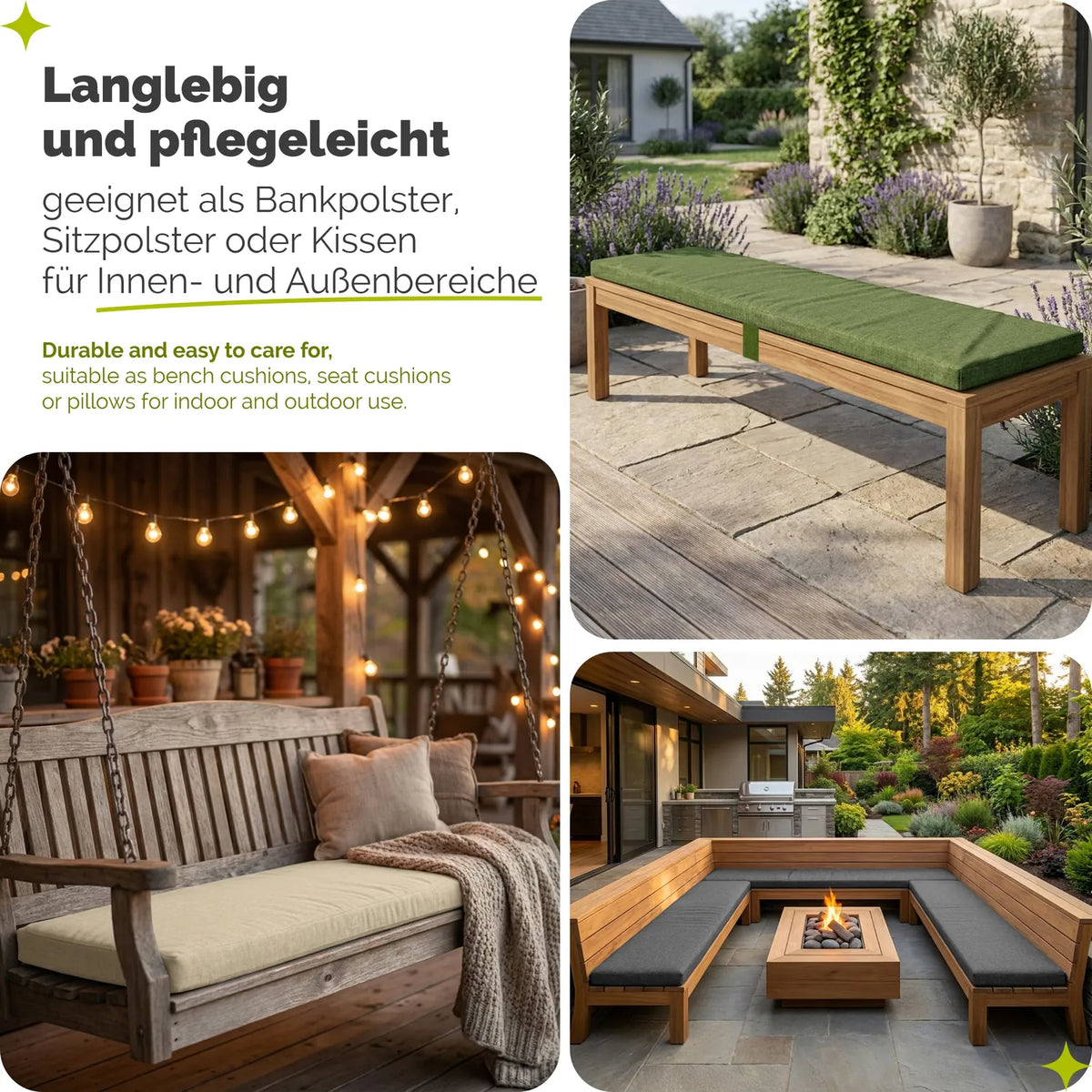 Bankauflage Outdoor 4 cm für Gartenbank 100–200 cm GD-0220