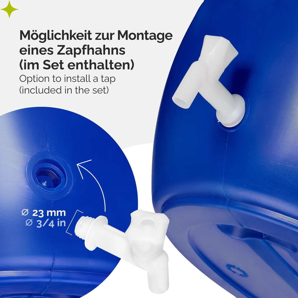 120L Weithalsfass mit Deckel und Hahn aus HDPE für Haus&Garten GD-0091