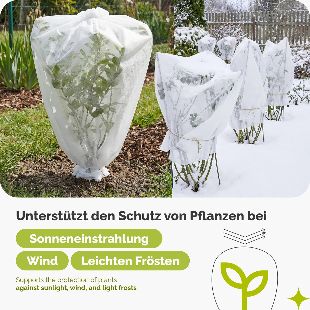 Pflanzenschutzvlies 17 g/m² - Gartenvlies UV-beständig Atmungsaktiv für Frostschutz GD-0175