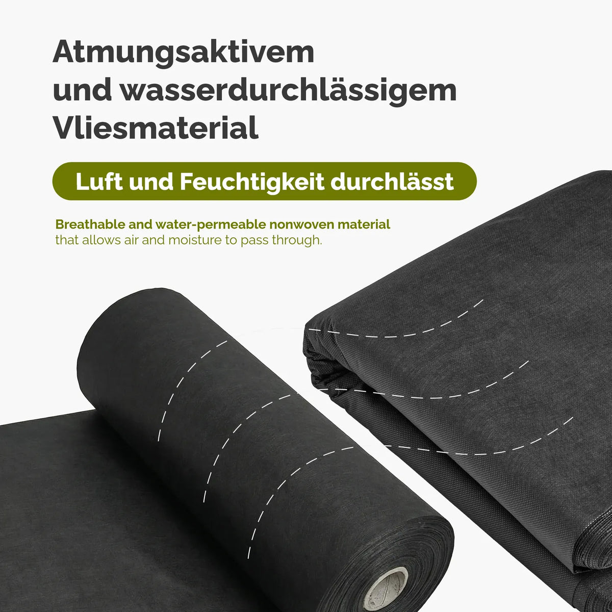 Unkrautvlies 50 g/m² Gartenvlies zur Unkrautkontrolle für Beet und Wege GD-0176