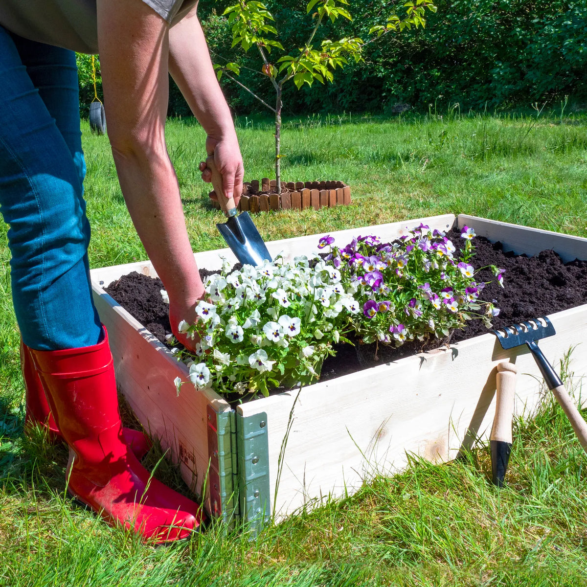 Mini-Gartengabel mit Buchenholzgriff für den Garten Blumengabel GD-0005